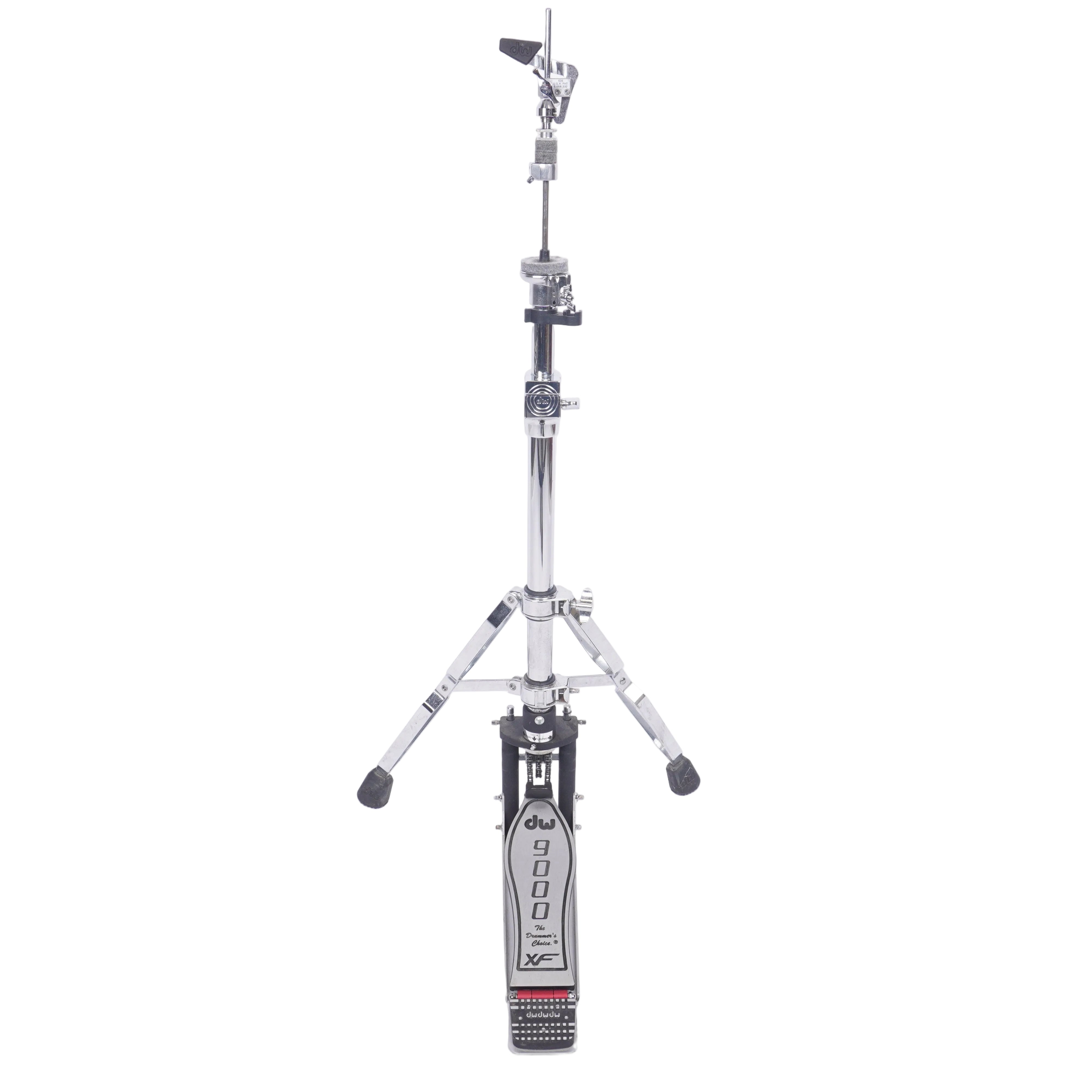 A chrome and black double bass drum pedal with a footrest, shown against a plain white background.