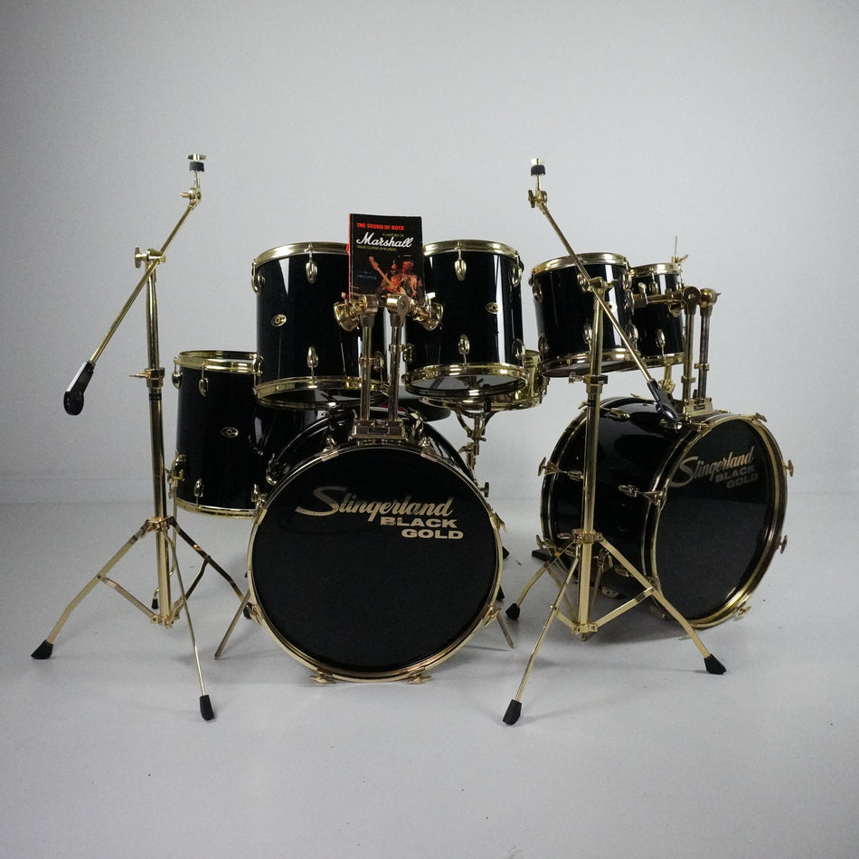Kit de batterie Slingerland 8 pièces de Jim Marshall en noir et or 