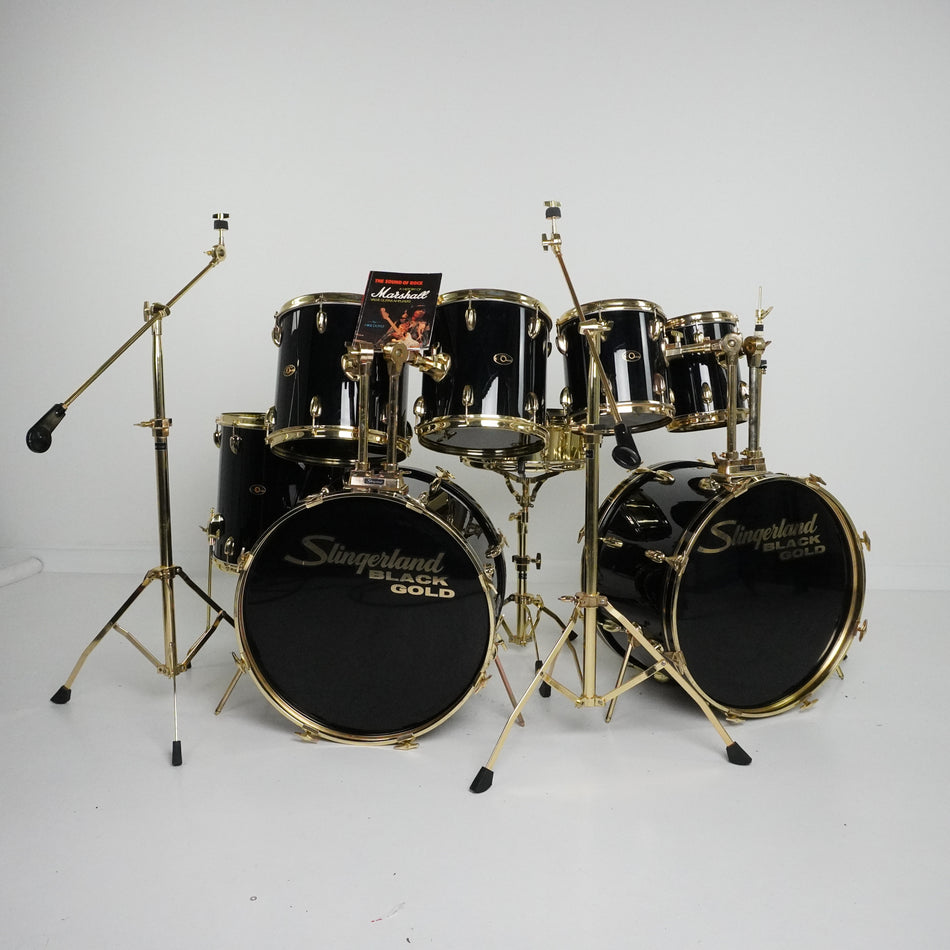 Kit de batterie Slingerland 8 pièces de Jim Marshall en noir et or 