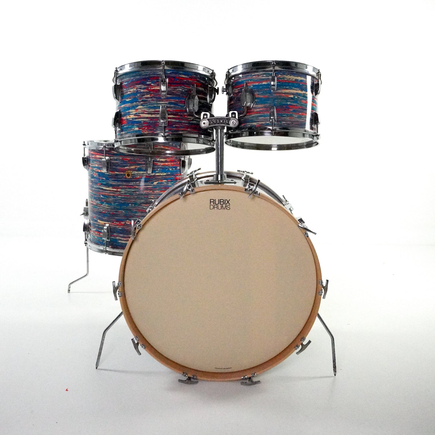 Kit Ludwig 4 pièces en rouge psychédélique 1971-1975 22,12,13,16 