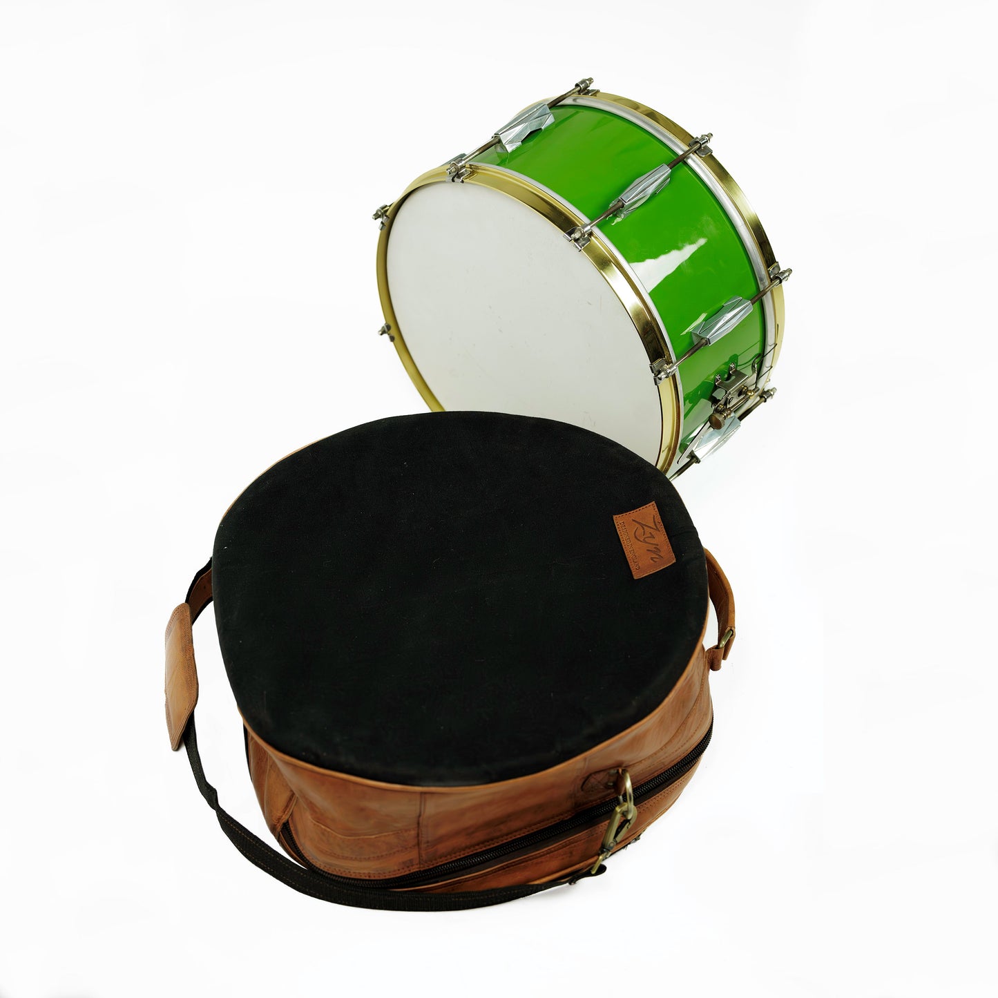 ZYN Luxury Leather Canvas Snare Bag - 14 inches