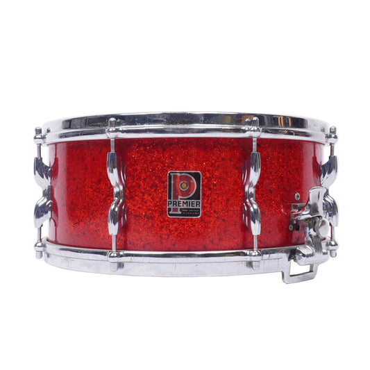 PREMIER ROYAL ACE 14x5.5 SNARE DRUM 1960s UK – RED SPARKLE RUBIX DRUMS