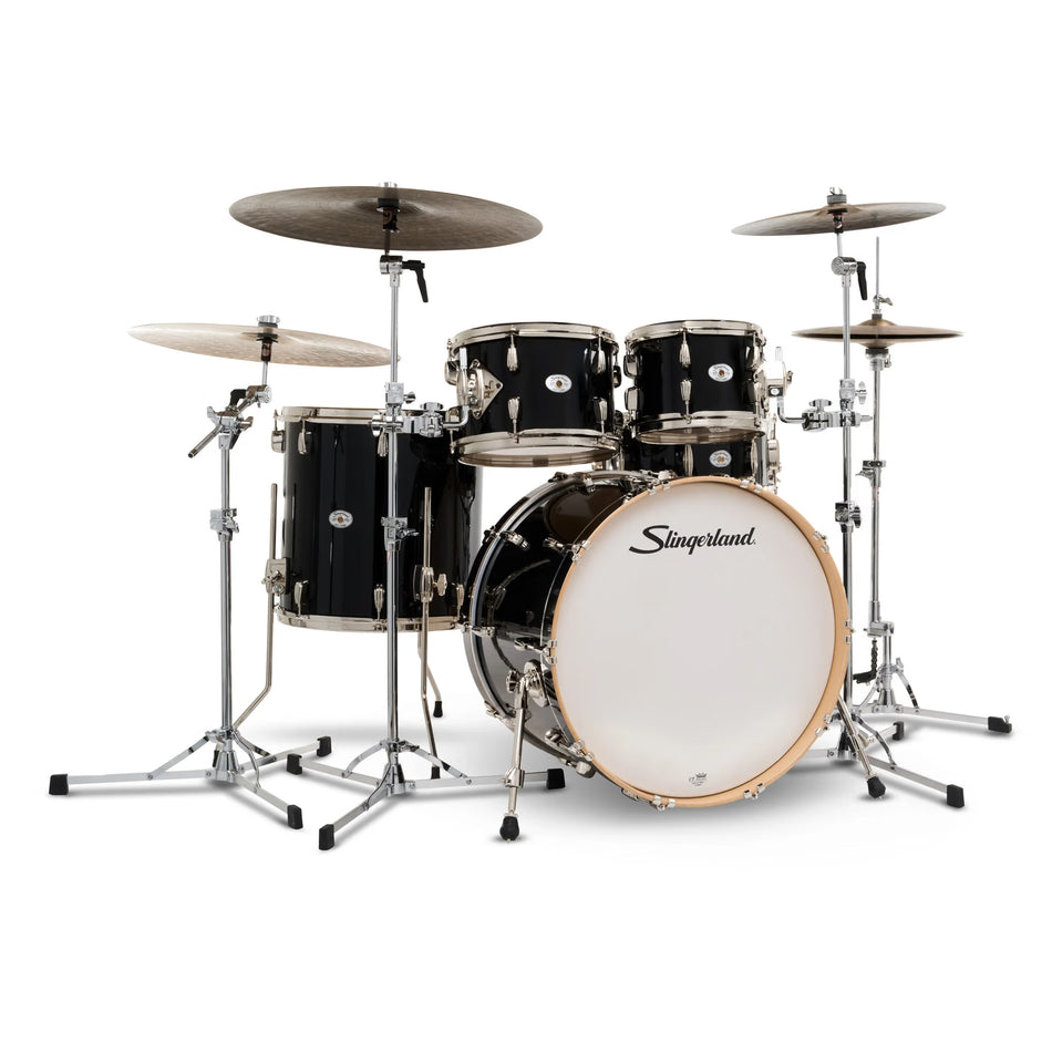 Slingerland | Studio King Outfit | 10/12/14/16/22+Snare | Del Norte Black Lacquer