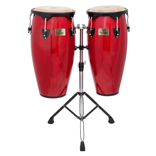SUPREMO SERIES RED 10"&11" CONGAS WITH DOUBLE STAND