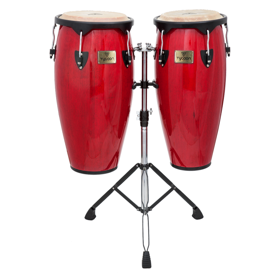 SUPREMO SERIES RED 10"&11" CONGAS WITH DOUBLE STAND