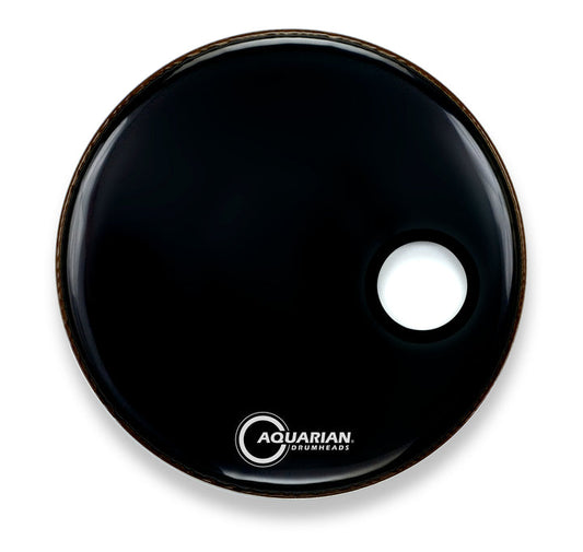 Aquarian Small Offset Port GLOSS BLACK Resonant Bass Drum Head - SMPTCC