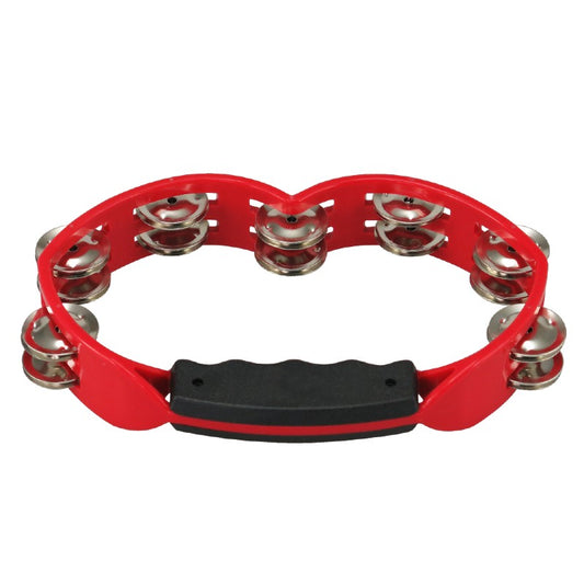 TYCOON RED PLASTIC HAND-HELD TAMBOURINE WITH STEEL JINGLES