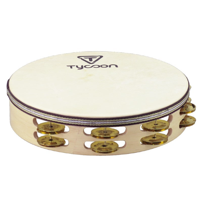 TYCOON DOUBLE ROW HEADED WOODEN TAMBOURINE WITH BRASS JINGLES