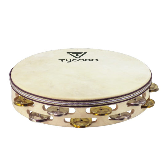 TYCOON DOUBLE ROW HEADED WOODEN TAMBOURINE WITH MIXED JINGLES
