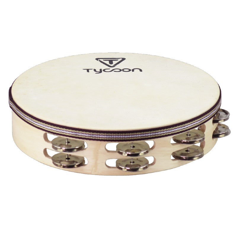 TYCOON DOUBLE ROW HEADED WOODEN TAMBOURINE WITH STEEL JINGLES