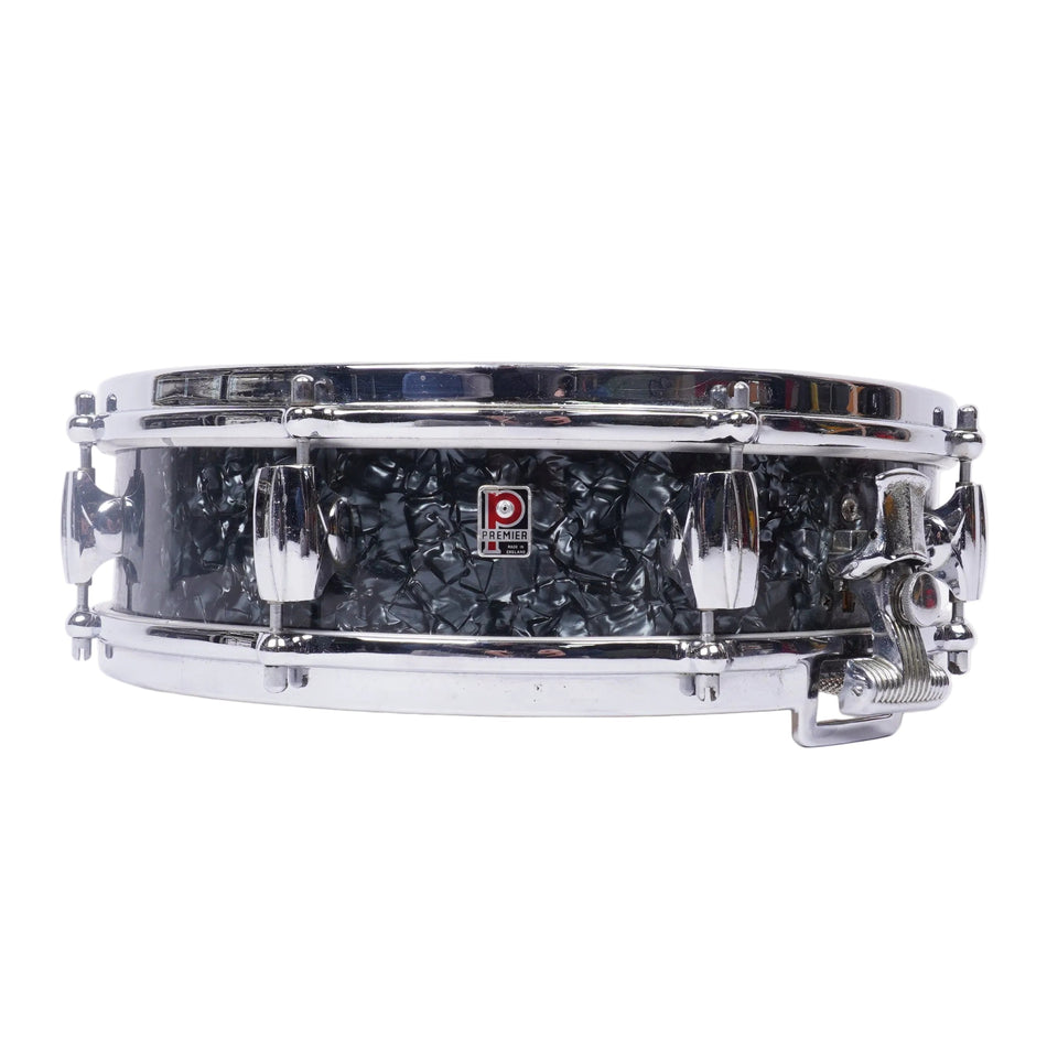 VINTAGE PREMIER ROYAL ACE 14"x 4" SNARE DRUM IN BLACK DIAMOND WRAP