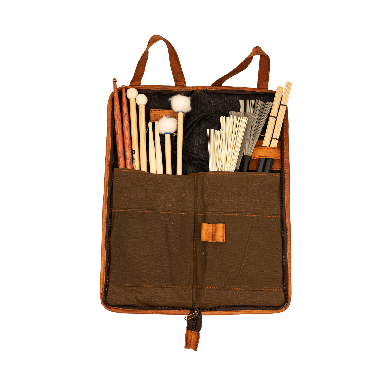 Zyn Luxury Leather Canvas Stick Bag