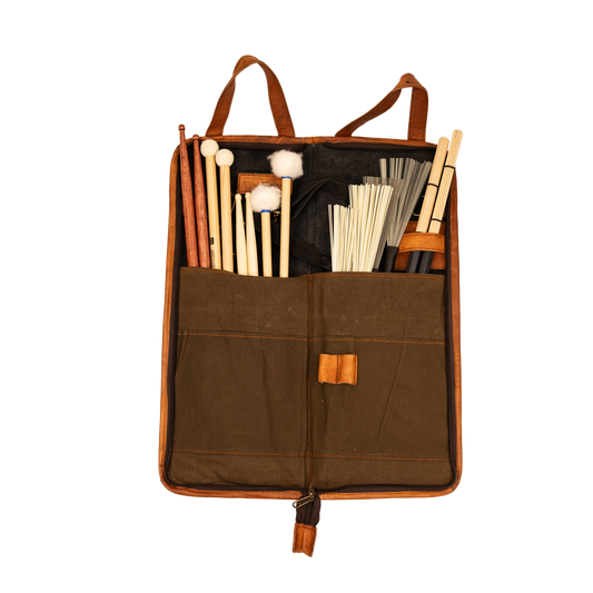 Zyn Luxury Leather Canvas Stick Bag