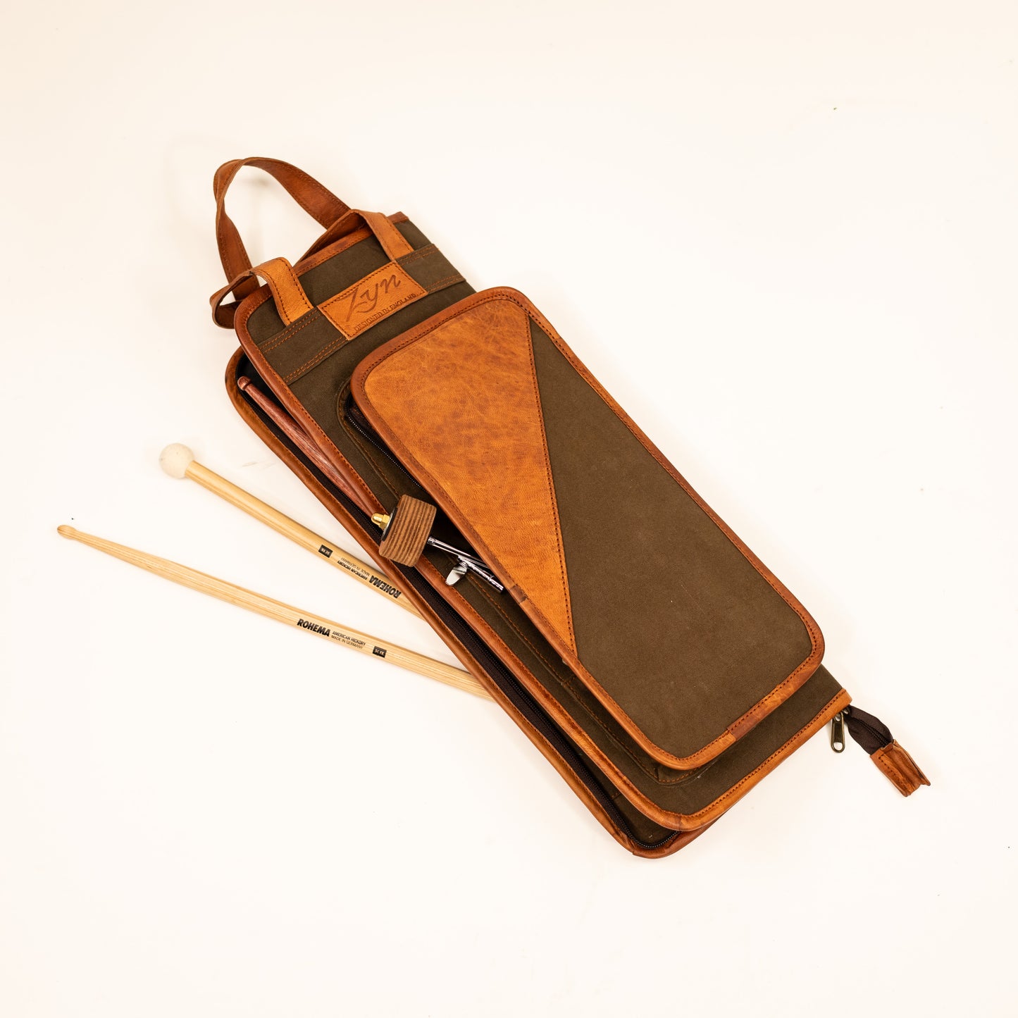 Zyn Luxus-Sticktasche aus Leder und Canvas