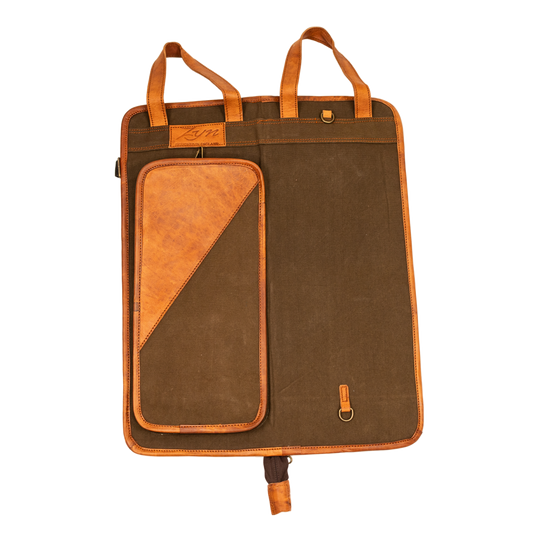 Zyn Luxury Leather Canvas Stick Bag