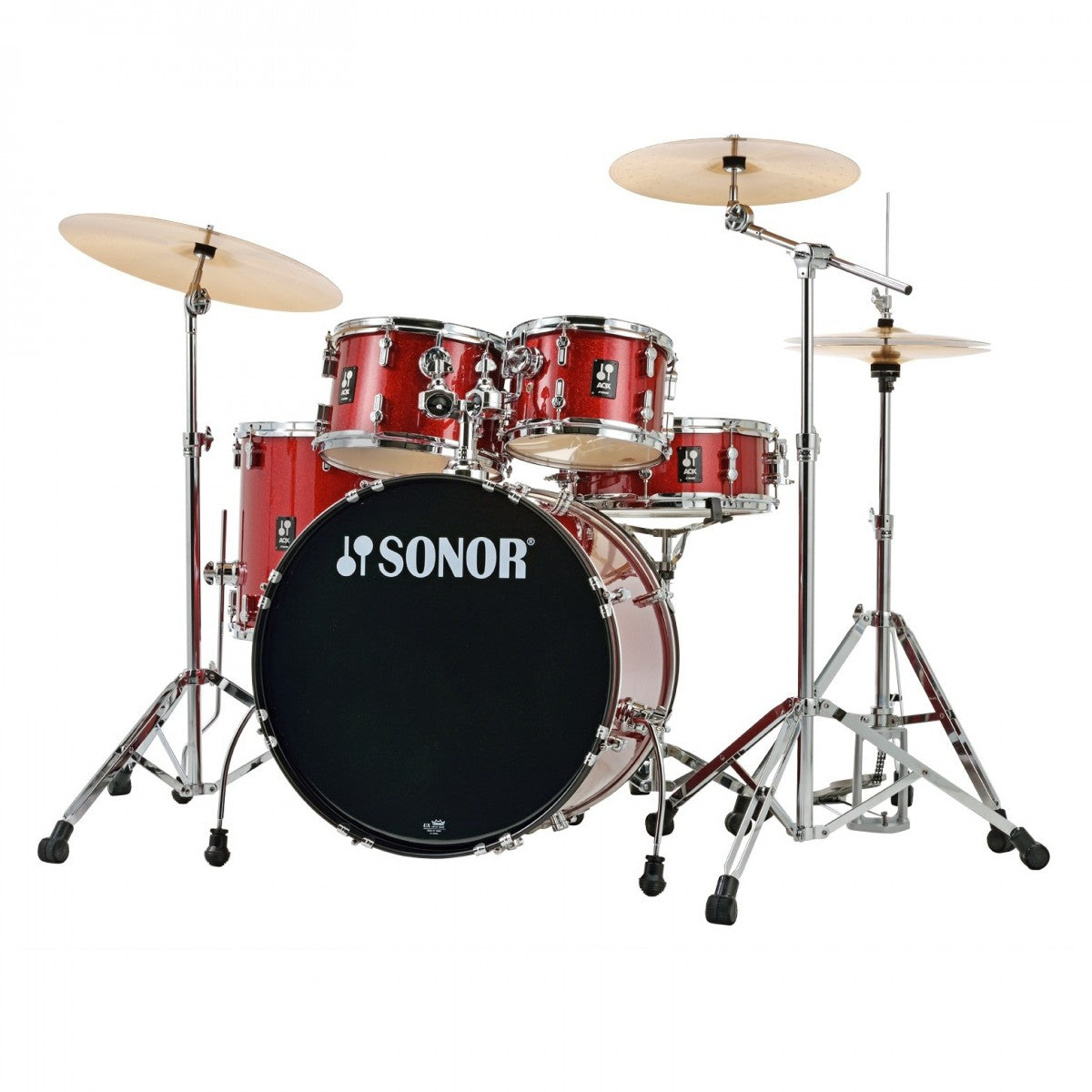 Sonor AQX 22'' 5pc Drum Kit w/Hardware, Red Moon Sparkle