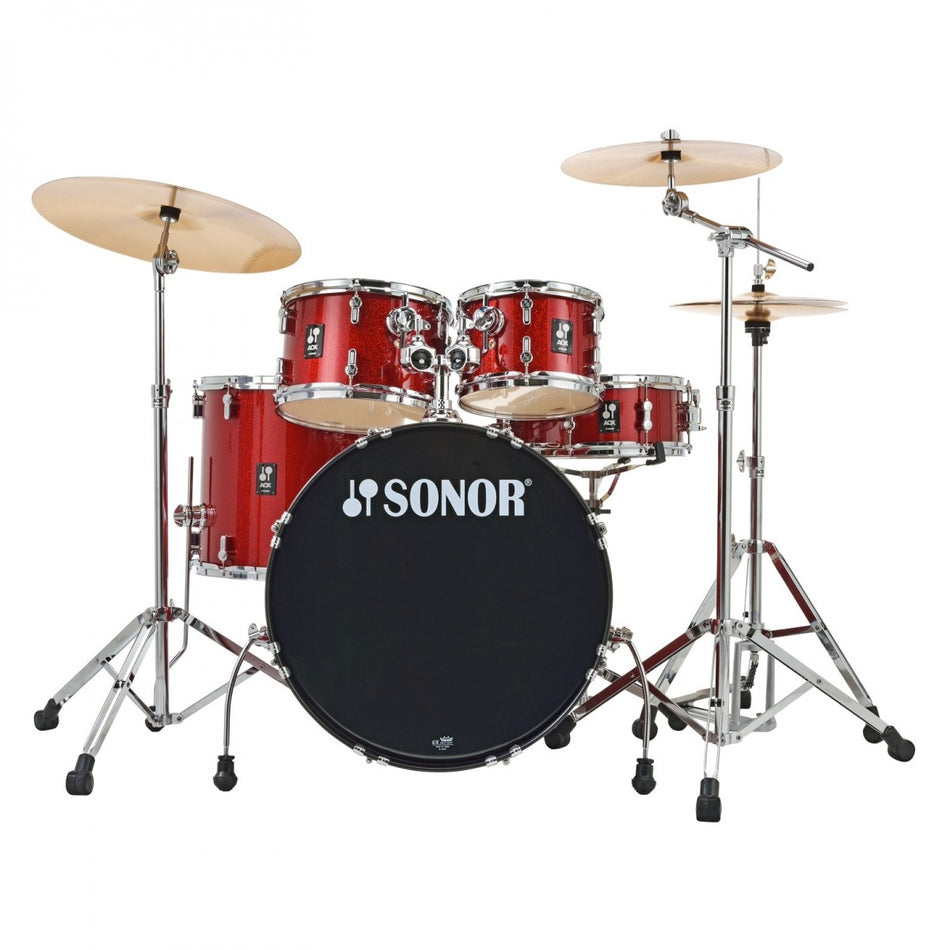 Sonor AQX 20'' 5pc Drum Kit w/Hardware, Red Moon Sparkle