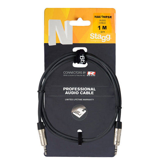 Stagg N series audio cable, mini jack/mini jack (m/m), stereo, 3 m (10') - NAC3MPSR