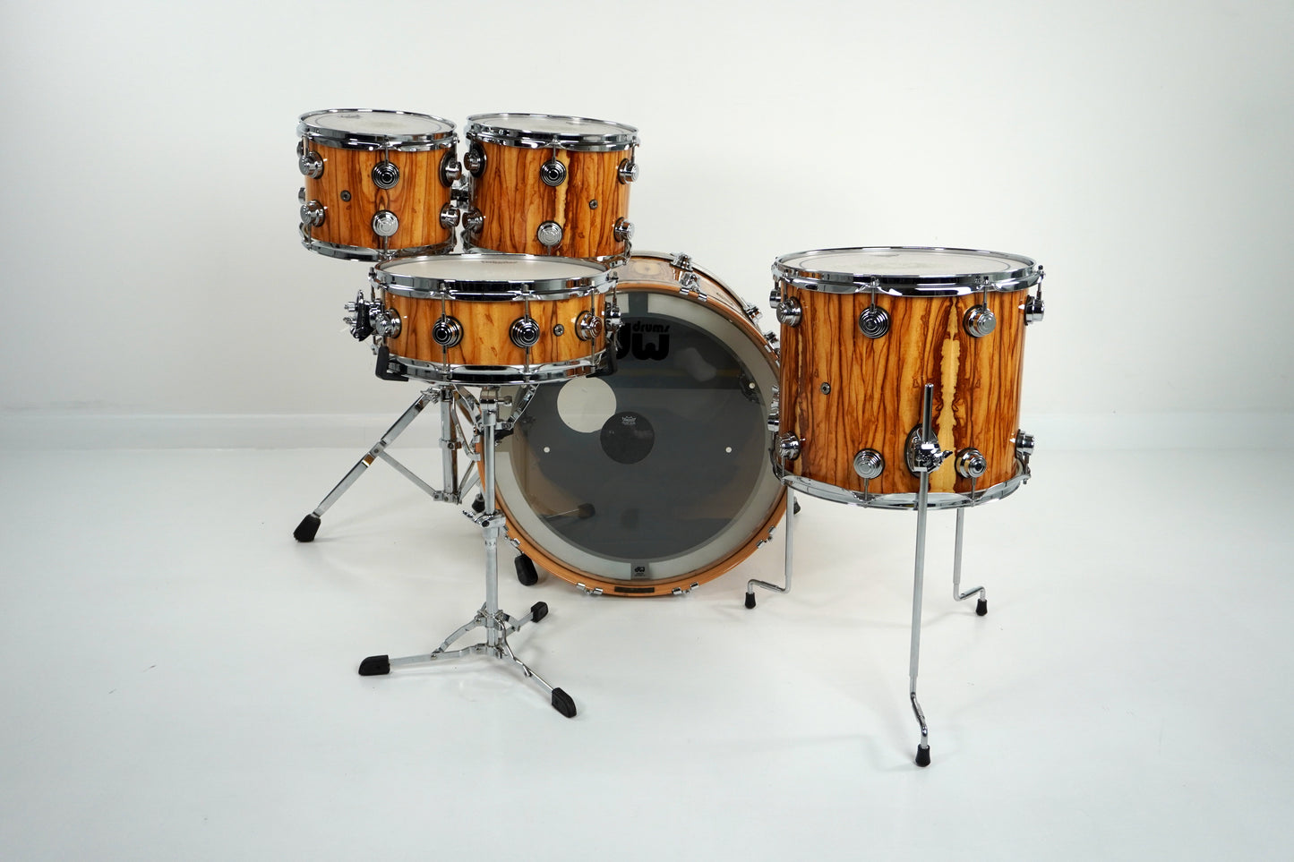 DW Collectors Kit - VLT in Exotic African Chen Chen With Matching Snare  - 10x8 12x9 15x13 23x18 14x5.5