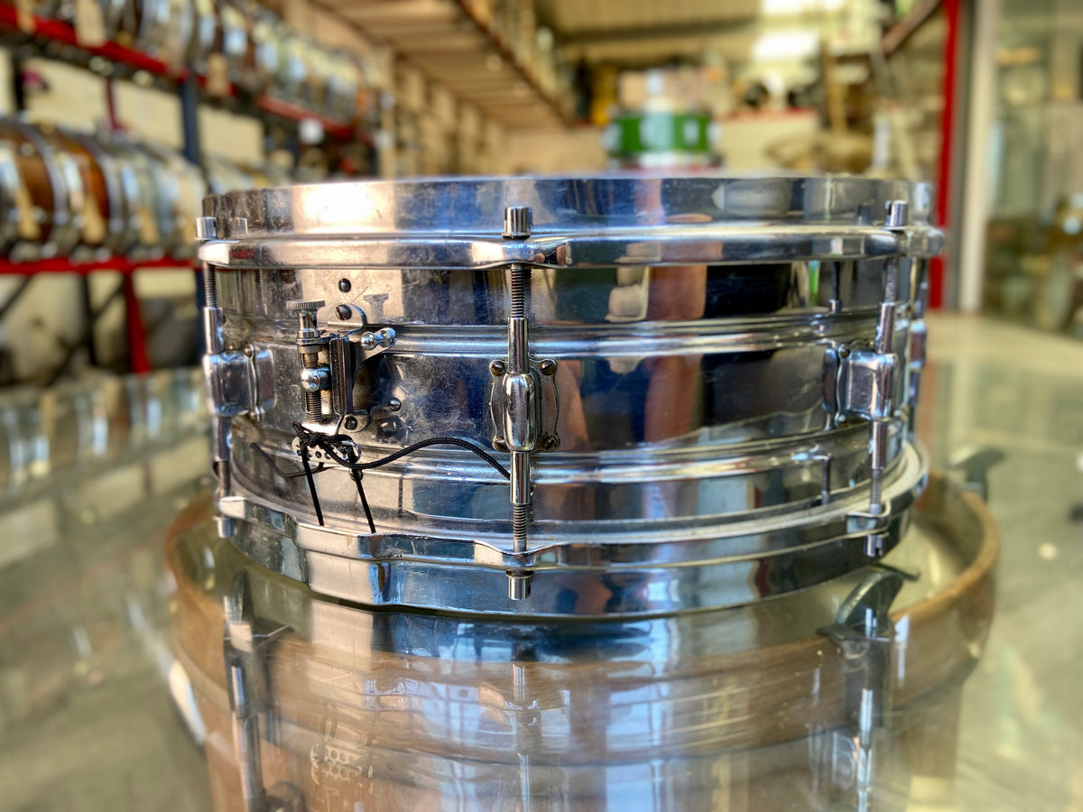 Leedy Elite Professional Model 14" x 5" Nickel Plated Brass Snare Drum - 1920's