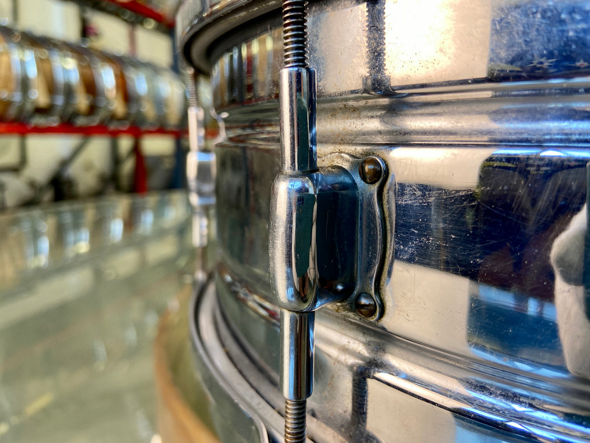 Leedy Elite Professional Model 14" x 5" Nickel Plated Brass Snare Drum - 1920's