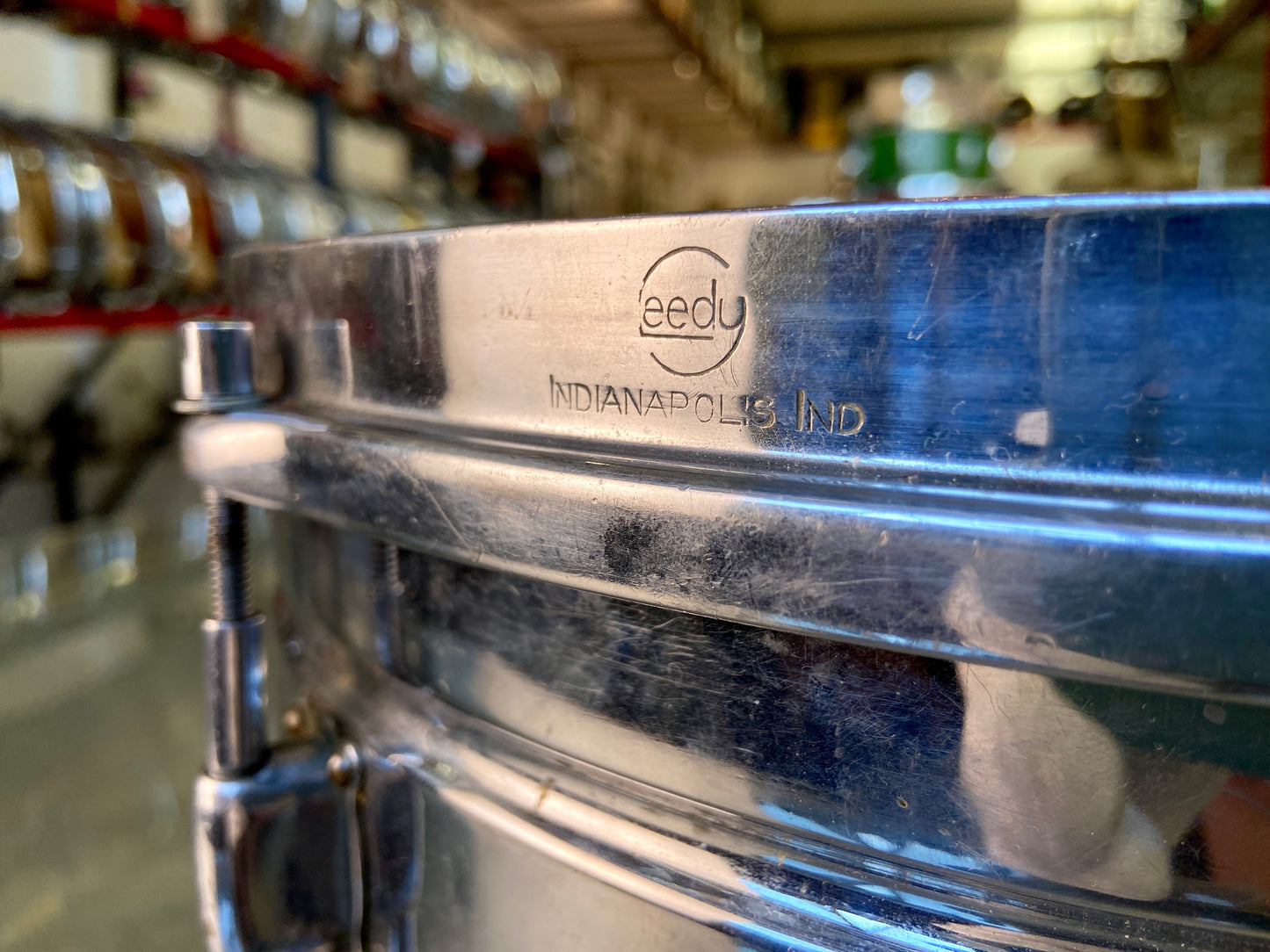 Leedy Elite Professional Model 14" x 5" Nickel Plated Brass Snare Drum - 1920's